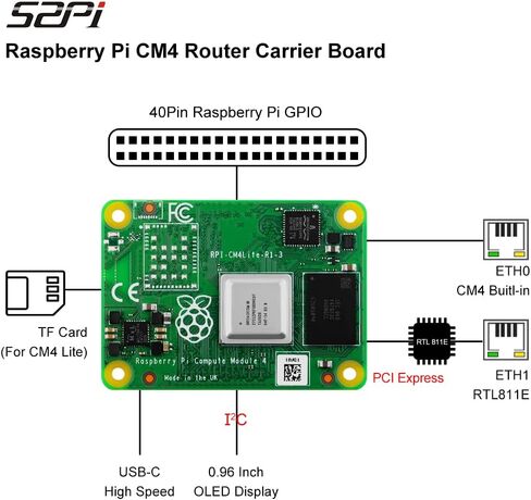 لوحة توجيه GeeekPi لـ Raspberry Pi CM4، وحدة حساب Pi 4 وحدة توسيع لوحة القطع لوحدة حساب Raspberry Pi 4 سلسلة in Kuwait