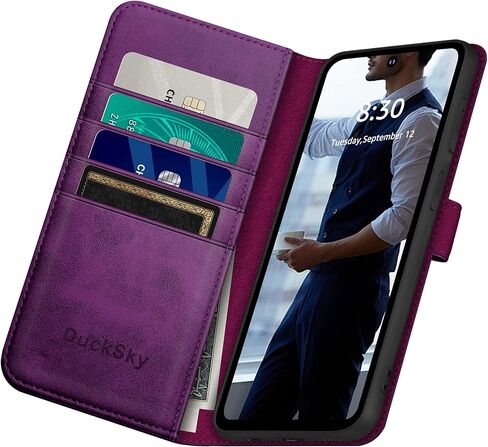 for Google Pixel 7 5G Genuine Leather Wallet case 【RFID Blocking】【4 Credit Card Holder】【Real Leather】 Flip Folio Book Phone case Protective Cover Women Men for Pixel7 case Purple in Saudi Arabia