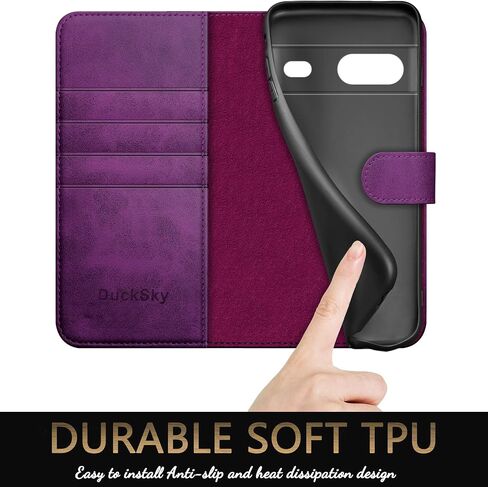for Google Pixel 7 5G Genuine Leather Wallet case 【RFID Blocking】【4 Credit Card Holder】【Real Leather】 Flip Folio Book Phone case Protective Cover Women Men for Pixel7 case Purple in Saudi Arabia
