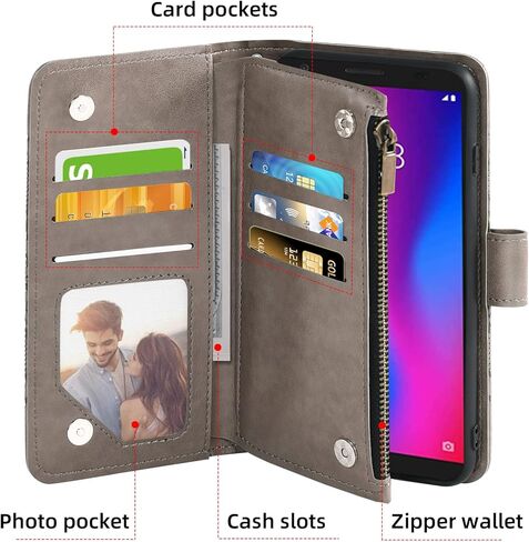 Asuwish Phone Case for ZTE Avid 579 Z5156CC Wallet Cover with Tempered Glass Screen Protector and Flower Leather Flip Credit Card Holder Stand Cell Accessories ZTE Blade A3 2020/A3 Joy Women Men Blue in Saudi Arabia