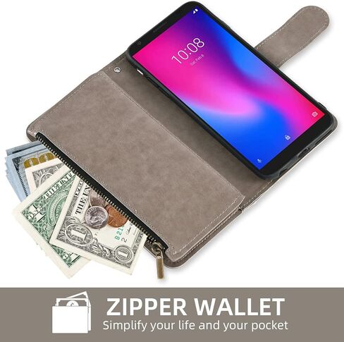 Asuwish Phone Case for ZTE Avid 579 Z5156CC Wallet Cover with Tempered Glass Screen Protector and Flower Leather Flip Credit Card Holder Stand Cell Accessories ZTE Blade A3 2020/A3 Joy Women Men Blue in Saudi Arabia