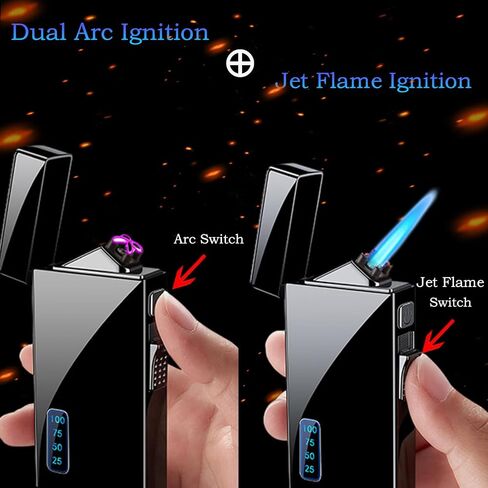 Torch Lighter, Dual Arc Lighter and Jet Flame Torch Lighter 2 in 1，USB Rechargeable Electric Lighter with Battery Indicator, Refillable Butane Windproof Plasma Infinity Lighter(Without Butane)-Dragon in Saudi Arabia