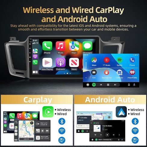 EKAT لسيارة Toyota RAV4 2013-2019 Android Car Stereo [2+64G] - تشغيل لاسلكي وAndroid Auto - راديو بشاشة لمس 10 بوصة مع EQ DSP، WiFi، GPS، شاشة مقسمة + كاميرا رؤية خلفية AHD in Saudi Arabia