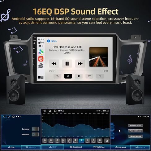 EKAT لسيارة Toyota RAV4 2013-2019 Android Car Stereo [2+64G] - تشغيل لاسلكي وAndroid Auto - راديو بشاشة لمس 10 بوصة مع EQ DSP، WiFi، GPS، شاشة مقسمة + كاميرا رؤية خلفية AHD in Saudi Arabia