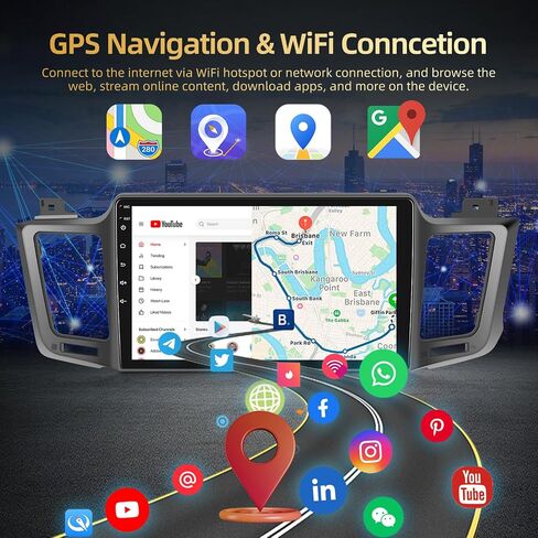 EKAT لسيارة Toyota RAV4 2013-2019 Android Car Stereo [2+64G] - تشغيل لاسلكي وAndroid Auto - راديو بشاشة لمس 10 بوصة مع EQ DSP، WiFi، GPS، شاشة مقسمة + كاميرا رؤية خلفية AHD in Saudi Arabia