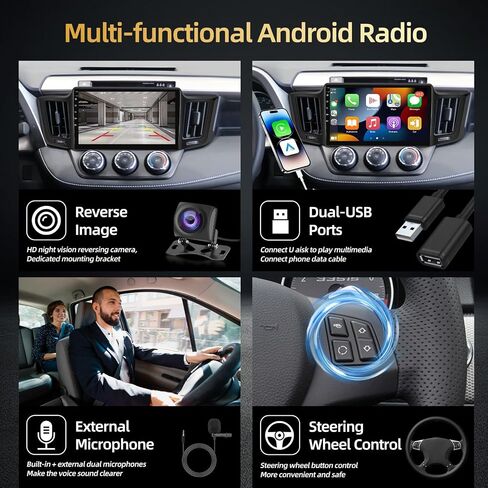 EKAT لسيارة Toyota RAV4 2013-2019 Android Car Stereo [2+64G] - تشغيل لاسلكي وAndroid Auto - راديو بشاشة لمس 10 بوصة مع EQ DSP، WiFi، GPS، شاشة مقسمة + كاميرا رؤية خلفية AHD in Saudi Arabia