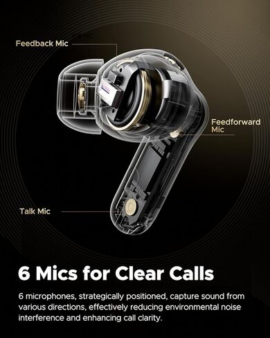 سماعات أذن لاسلكية SoundPEATS Capsule3 Pro+، سماعات بلوتوث متكيفة بخاصية إلغاء الضوضاء، صوت ستيريو هاي فاي عالي الدقة مع مكبر صوت xMEMS، سماعات أذن ANC لاسلكية حقيقية مع LDAC، 6 ميكروفونات وقت تشغيل 43 ساعة in Kuwait