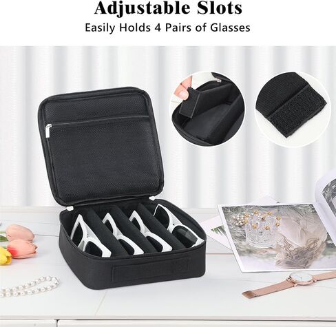 MoKo Sunglasses Organizer Case, Travel Glasses Case with for Multiple Pairs, Adjustable Eyeglasses Storage Box, Sunglasses Holder for Women Men Gray in Saudi Arabia