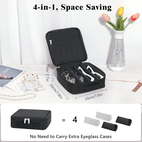 MoKo Sunglasses Organizer Case, Travel Glasses Case with for Multiple Pairs, Adjustable Eyeglasses Storage Box, Sunglasses Holder for Women Men Gray in Saudi Arabia