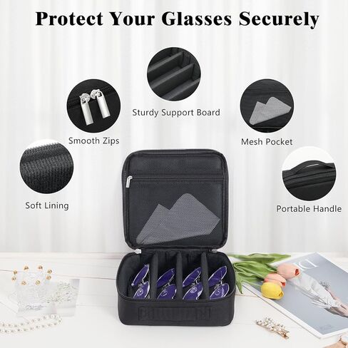 MoKo Sunglasses Organizer Case, Travel Glasses Case with for Multiple Pairs, Adjustable Eyeglasses Storage Box, Sunglasses Holder for Women Men Gray in Saudi Arabia