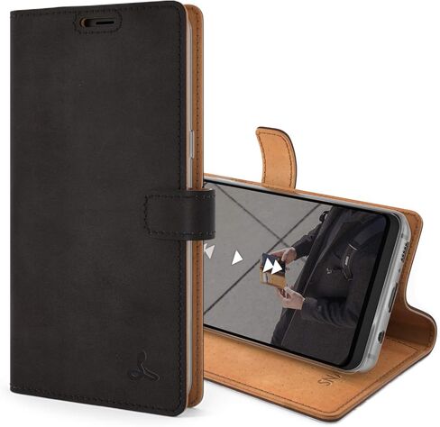 Snakehive Vintage Wallet for Samsung Galaxy S8 || Real Leather Wallet Phone Case || Genuine Leather with Viewing Stand & 3 Card Holder || Flip Folio Cover with Card Slot (Black) in Kuwait
