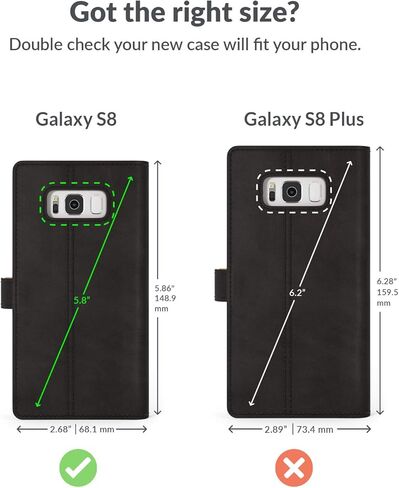 Snakehive Vintage Wallet for Samsung Galaxy S8 || Real Leather Wallet Phone Case || Genuine Leather with Viewing Stand & 3 Card Holder || Flip Folio Cover with Card Slot (Black) in Kuwait