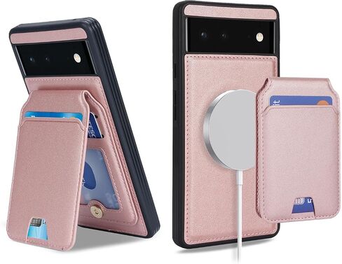for Google Pixel 7 case with Credit Card Holder, fits Pixel 7 Leather Case Wallet for Women Compatible Wallet Detachable 2-in-1 for Men-Pink in Saudi Arabia