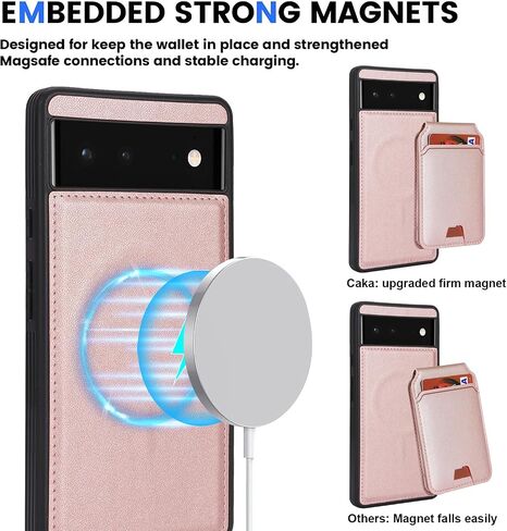for Google Pixel 7 case with Credit Card Holder, fits Pixel 7 Leather Case Wallet for Women Compatible Wallet Detachable 2-in-1 for Men-Pink in Saudi Arabia