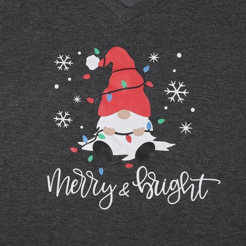 Plus Size Christmas Shirt Women Gnomes Plaid Splicing Raglan T-Shirt Xmas Holiday Casual Long Sleeve Tee in Saudi Arabia