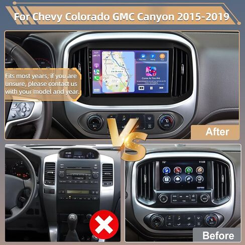 Podofo [2+64G] راديو ستيريو للسيارة لسيارة Chevy Colorado GMC Canyon 2015-2019 مع CarPlay Android Auto 9 بوصة تعمل باللمس وصوت بلوتوث مع نظام تحديد المواقع العالمي (GPS) ومرآة وصلة WiFi RDS Hi-Fi كاميرا احتياطية in Saudi Arabia