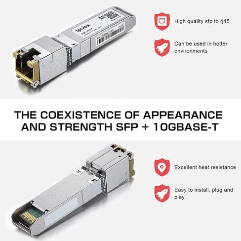 جهاز الإرسال والاستقبال النحاسي ipolex 10G SFP+ RJ45، وحدة 10GBase-T RJ-45 SFP+، متوافق مع Netgear AXM765 (CAT6a/CAT7، 30 مترًا) in Saudi Arabia
