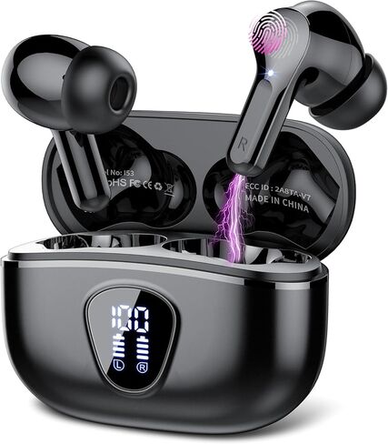Wireless Earbuds Black, Stereo Ear Buds, Earphones in-Ear Earbuds Ear Buds for Android iOS Cell Phone Laptop in Saudi Arabia