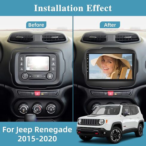 [2+64G] راديو سيارة لسيارة Jeep Renegade 2015-2020 مع تشغيل لاسلكي وAndroid Auto - شاشة لمس 9 بوصة تعمل باللمس - DSP/واجهة مستخدم متعددة/WiFi/GPS/SWC + كاميرا احتياطية AHD in Saudi Arabia