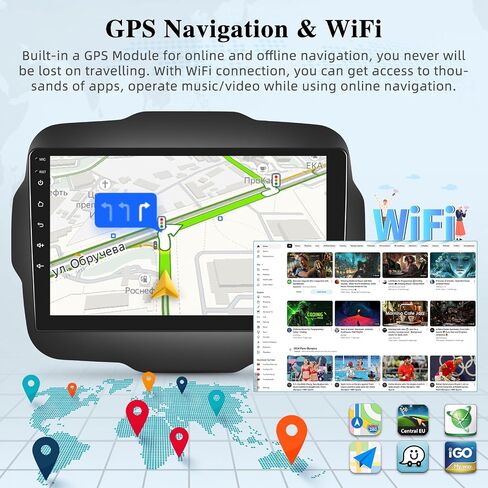[2+64G] راديو سيارة لسيارة Jeep Renegade 2015-2020 مع تشغيل لاسلكي وAndroid Auto - شاشة لمس 9 بوصة تعمل باللمس - DSP/واجهة مستخدم متعددة/WiFi/GPS/SWC + كاميرا احتياطية AHD in Saudi Arabia