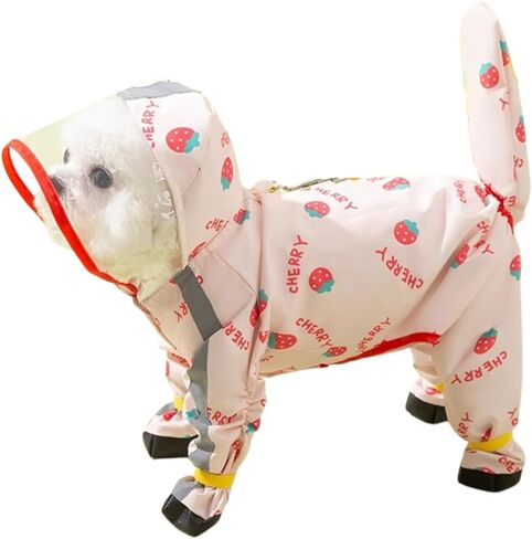 Small Dog Raincoat, Tail Protect Feet Cover Waterproof Dog Rain Jacket Dog Rain Coat for Puppy Small Dogs(Pineapple,XL) in Kuwait