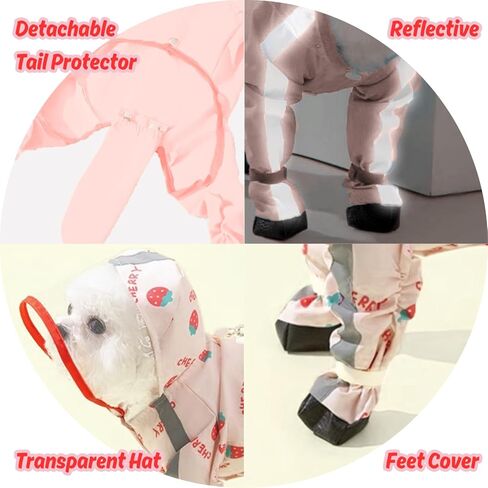 Small Dog Raincoat, Tail Protect Feet Cover Waterproof Dog Rain Jacket Dog Rain Coat for Puppy Small Dogs(Pineapple,XL) in Kuwait