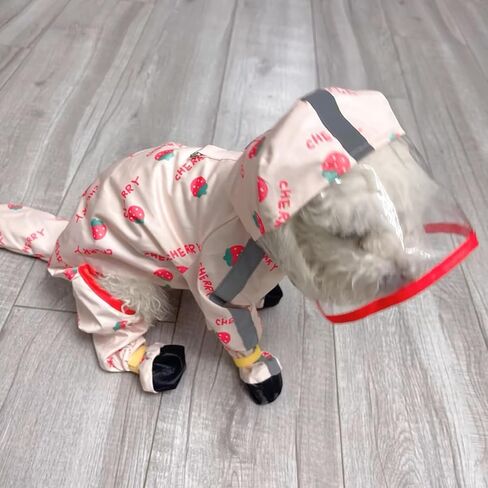 Small Dog Raincoat, Tail Protect Feet Cover Waterproof Dog Rain Jacket Dog Rain Coat for Puppy Small Dogs(Pineapple,XL) in Kuwait