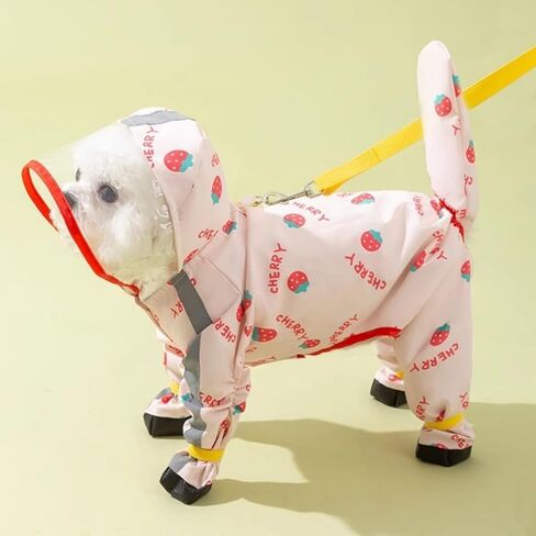 Small Dog Raincoat, Tail Protect Feet Cover Waterproof Dog Rain Jacket Dog Rain Coat for Puppy Small Dogs(Pineapple,XL) in Kuwait