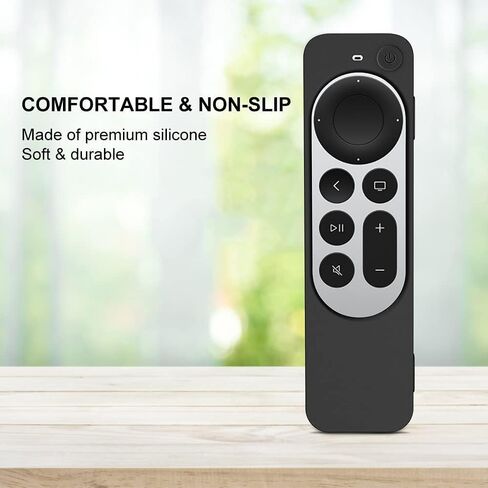 Remote Case for Apple TV 4K (2 gen 2021/3rd Gen 2022)/Siri Remote (3rd Generation) Silicone Protective Cover,Hanging Rope Accessories Funda (Black) in Saudi Arabia