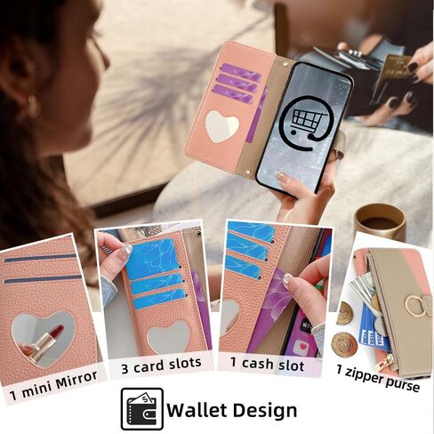 Asuwish Phone Case for Samsung Galaxy S24 Plus S24+ 5G Wallet Cover with Screen Protector and Mirror Flip Cover Ring Card Holder Crossbody Strap Stand Cell S24plus 24S + S 24 24+ Women Girls Green in Saudi Arabia
