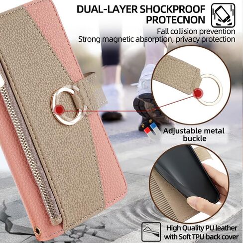 Asuwish Phone Case for Samsung Galaxy S24 Plus S24+ 5G Wallet Cover with Screen Protector and Mirror Flip Cover Ring Card Holder Crossbody Strap Stand Cell S24plus 24S + S 24 24+ Women Girls Green in Saudi Arabia