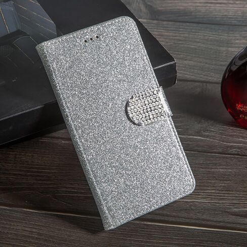 حافظة لهاتف iPhone 5/5S/SE (1st-Gen 2016) 4.0 بوصة حافظة لامعة وحامل بطاقات ومسند مغناطيسي من الجلد الناعم قابلة للطي لهاتف iPhone 5 (أحمر) in Kuwait