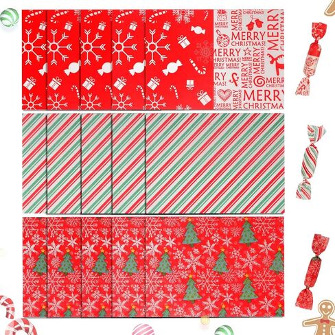 YBB 600 Pcs Christmas Candy Wrappers, Greaseproof Caramel Candy Wax Twisting Papers Wrappers for Christmas Party Goodies Candy Chocolate Sweets in Saudi Arabia