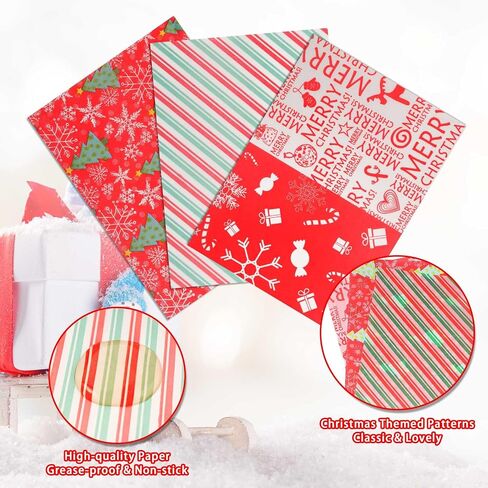 YBB 600 Pcs Christmas Candy Wrappers, Greaseproof Caramel Candy Wax Twisting Papers Wrappers for Christmas Party Goodies Candy Chocolate Sweets in Saudi Arabia