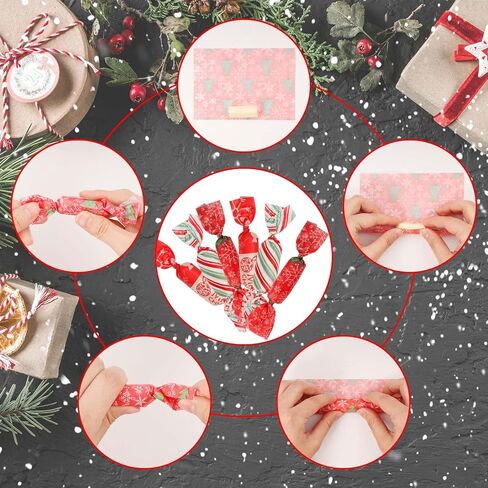 YBB 600 Pcs Christmas Candy Wrappers, Greaseproof Caramel Candy Wax Twisting Papers Wrappers for Christmas Party Goodies Candy Chocolate Sweets in Saudi Arabia