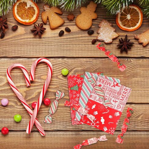 YBB 600 Pcs Christmas Candy Wrappers, Greaseproof Caramel Candy Wax Twisting Papers Wrappers for Christmas Party Goodies Candy Chocolate Sweets in Saudi Arabia