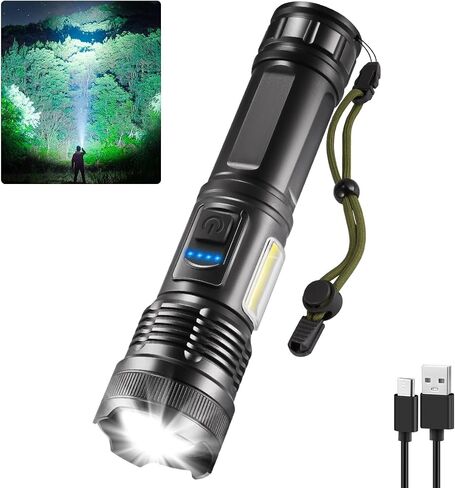 ikeeruic 7Mode Flashlights High Lumens القابلة لإعادة الشحن، 3 حزمة مصباح يدوي تكتيكي عالي الطاقة 950000lm، مصباح LED قابل لإعادة الشحن، مصباح يدوي فائق السطوع قابل للتعديل، ضوء فلاش للمنزل في حالات الطوارئ in Saudi Arabia