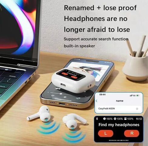 Owl Bluetooth Wireless Touch Screen Earbuds in-Ear Headphones with Camera Funtion and in-built Find my Earphones (White), A6PRO in Saudi Arabia