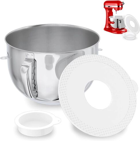 7QT Stainless Steel Mixer Bowl and Bowl Lid Covers for Kitchenaid Stand Mixers, Kitchen Aid Mixing Replacement Bowl for 7QT Lift Mixer with Handle, Dishwasher safe. in Saudi Arabia