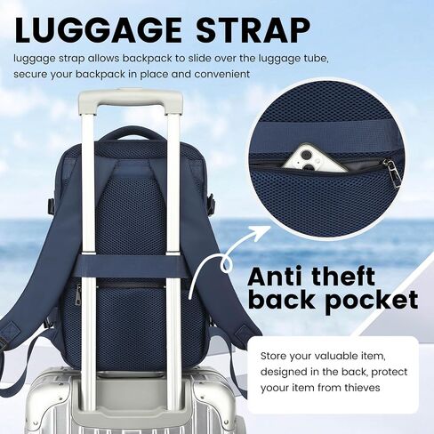Travel Laptop Backpack, Carry on Backpack, 15.6 Inch Durable Business Work Bag with USB Port, Water Resistant Rucksack Book Computer Bag Gifts for Women Men, Black in Saudi Arabia