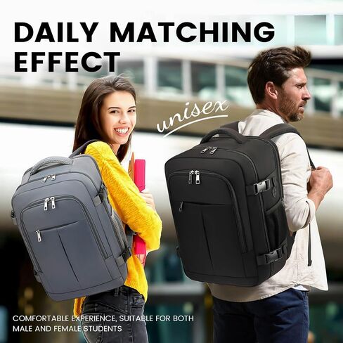 Travel Laptop Backpack, Carry on Backpack, 15.6 Inch Durable Business Work Bag with USB Port, Water Resistant Rucksack Book Computer Bag Gifts for Women Men, Black in Saudi Arabia
