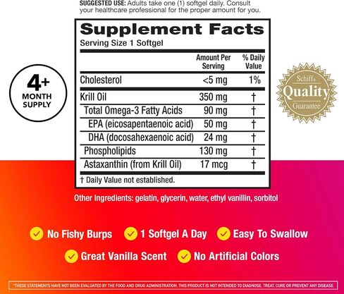 MegaRed #1 Doctor Recommended Krill Oil Brand - 1000mg Omega 3 Supplement with EPA, DHA, Astaxanthin & Phospholipids, Supports Heart, Brain, Joint and Eye Health, No Fish Oil Aftertaste - 60 Softgels in Kuwait