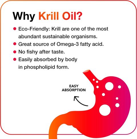 MegaRed #1 Doctor Recommended Krill Oil Brand - 1000mg Omega 3 Supplement with EPA, DHA, Astaxanthin & Phospholipids, Supports Heart, Brain, Joint and Eye Health, No Fish Oil Aftertaste - 60 Softgels in Kuwait