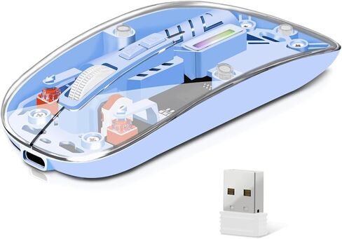 Wireless Mouse, Computer Mice with Dual Mode (2.4G + BT5.2) Connectivity, Optical Mouse with Transparent Shell, Rechargeable Battery, Bluetooth Mouse for Laptop,PC,iPad,MacBook,Desktop (Green) in Saudi Arabia