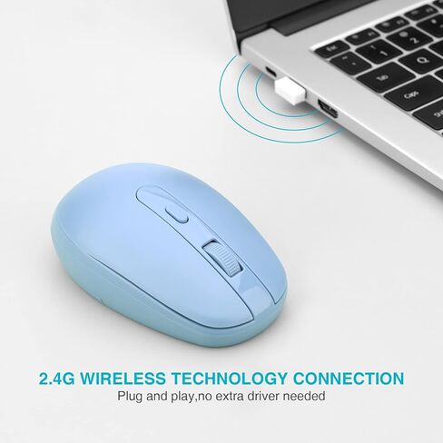 ماوس Rii اللاسلكي RM700 2.4G ماوس صامت مع 3200 نقطة في البوصة، ماوس كمبيوتر مع جهاز استقبال USB نانو لأجهزة الكمبيوتر المحمول، وأجهزة الكمبيوتر الشخصية، وأجهزة Mac، والنوافذ والعمل المدرسي (أزرق سييرا) in Kuwait