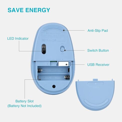 ماوس Rii اللاسلكي RM700 2.4G ماوس صامت مع 3200 نقطة في البوصة، ماوس كمبيوتر مع جهاز استقبال USB نانو لأجهزة الكمبيوتر المحمول، وأجهزة الكمبيوتر الشخصية، وأجهزة Mac، والنوافذ والعمل المدرسي (أزرق سييرا) in Kuwait