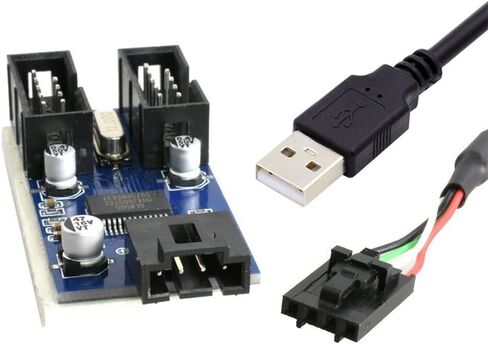 cablecc USB 2.0 9Pin 10Pin Mainboard Header Male to Single USB 3.1 Front Panel Socket Key-A Type-E Extension Cable 0.15M in Kuwait
