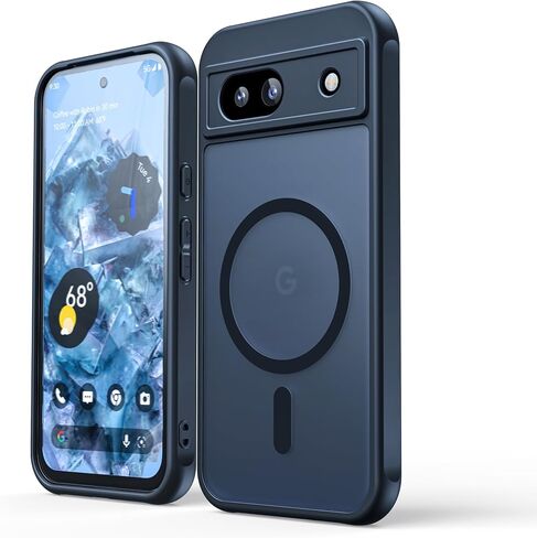 Magnetic Case for Google Pixel 8A Case [Military Grade Drop Tested] [Compatible with MagSafe] Shockproof Anti-Fingerprints Translucent Matte Hard Back Slim Case for Pixel 8A Black in Saudi Arabia