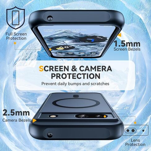 Magnetic Case for Google Pixel 8A Case [Military Grade Drop Tested] [Compatible with MagSafe] Shockproof Anti-Fingerprints Translucent Matte Hard Back Slim Case for Pixel 8A Black in Saudi Arabia