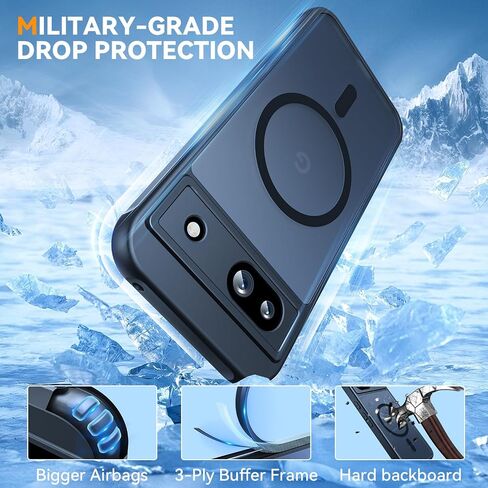 Magnetic Case for Google Pixel 8A Case [Military Grade Drop Tested] [Compatible with MagSafe] Shockproof Anti-Fingerprints Translucent Matte Hard Back Slim Case for Pixel 8A Black in Saudi Arabia